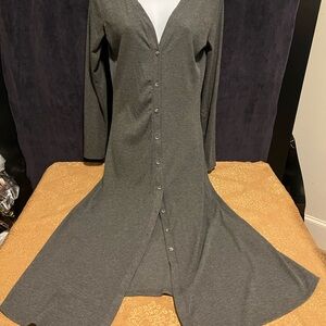 Dark Grey Ribbed Button Down Long Dress M